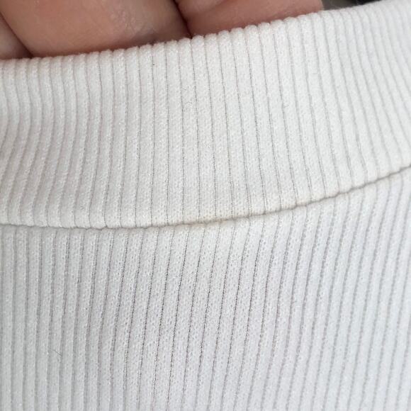 ANWND Women's White Long Sleeve Rib Knit Cropped Top with String Tie - S/M - Picture 9 of 15